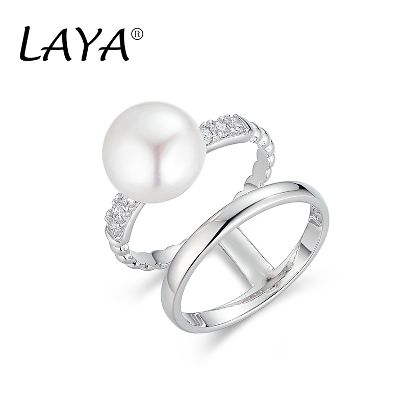 Freshwater Line - 淡水真珠リング,925スターリングシルバー,ダブルライン,オリジナル,ラグジュアリー,モダン,女性用