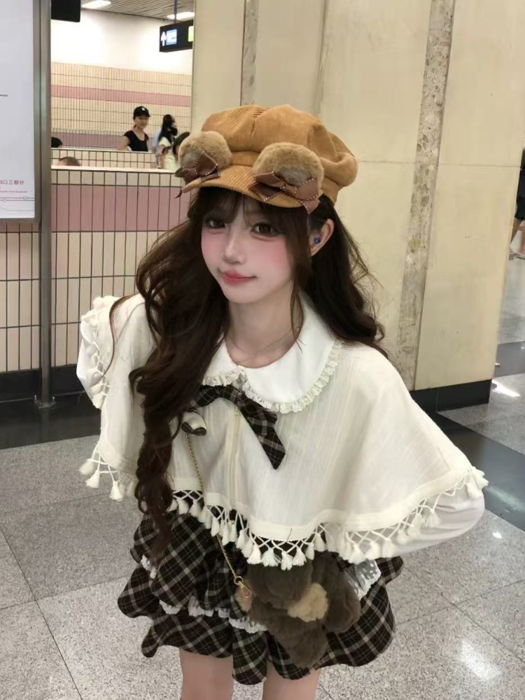 秋の甘い和風可愛い2点セット レディース リボン付きマントコ - Fly Line のレビューと価格